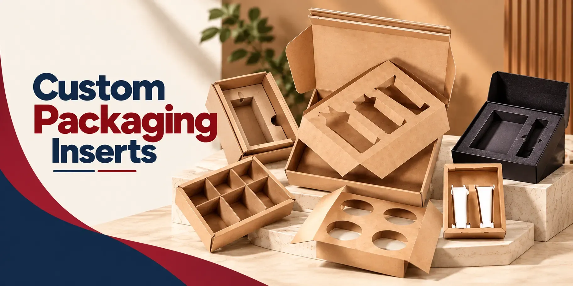 Custom packaging box with inserts for securely organizing and protecting products